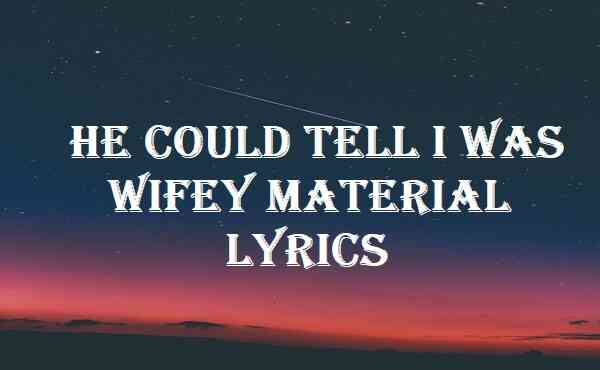 He Could Tell I Was Wifey Material Lyrics