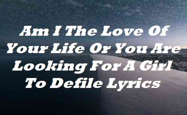 Am I The Love Of Your Life Or You Are Looking For A Girl To Defile Lyrics