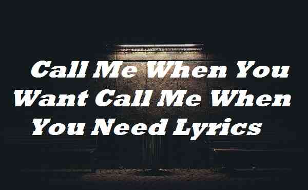 Call Me When You Want Call Me When You Need Lyrics