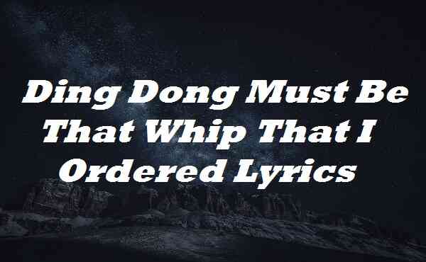 Ding Dong Must Be That Whip That I Ordered Lyrics