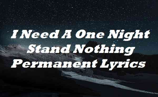 one night stand lyrics