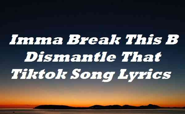 Imma Break This B Dismantle That Tiktok Song Lyrics