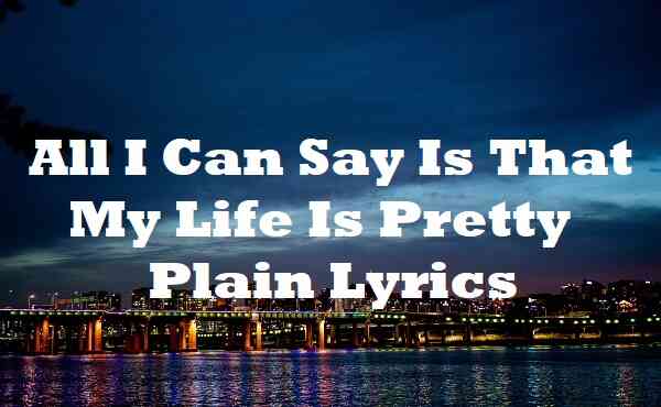All I Can Say Is That My Life Is Pretty Plain Lyrics