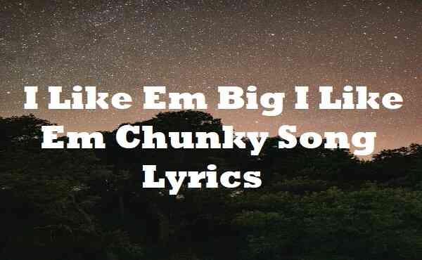 I Like Em Big I Like Em Chunky Song Lyrics