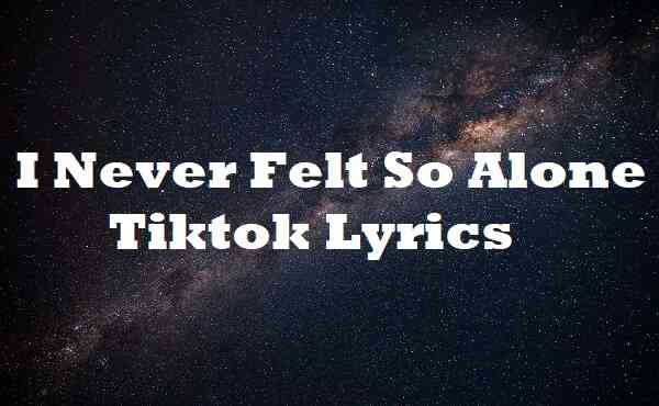 I Never Felt So Alone Tiktok Lyrics
