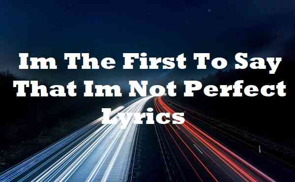 Im The First To Say That Im Not Perfect Lyrics