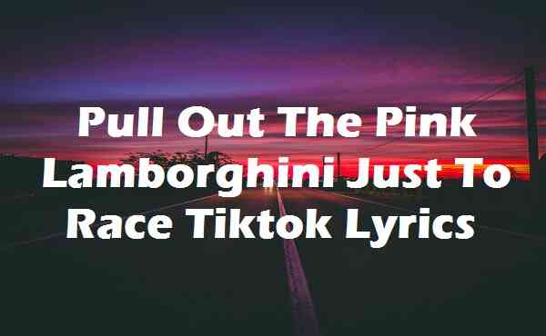 Pull Out The Pink Lamborghini Just To Race Tiktok Lyrics