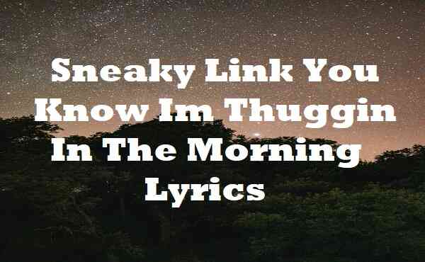 Sneaky Link You Know Im Thuggin In The Morning Lyrics