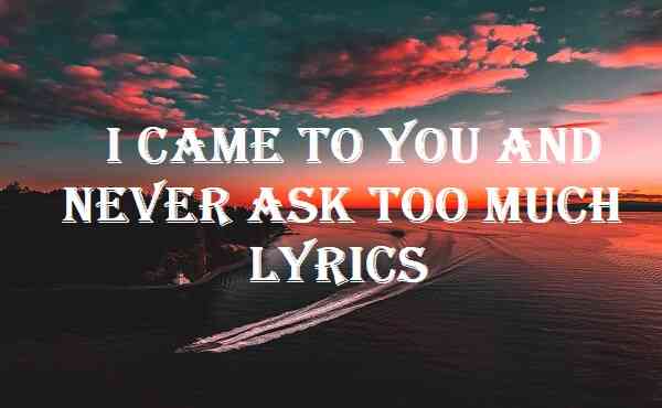 I Came To You And Never Ask Too Much Lyrics