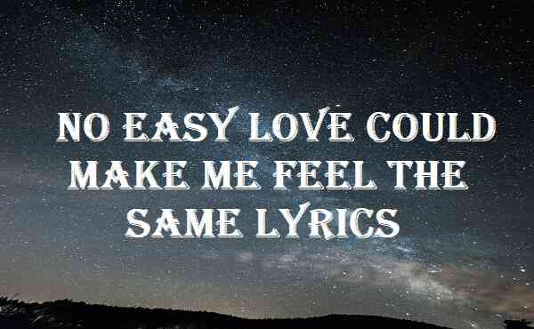 No Easy Love Could Make Me Feel The Same Lyrics