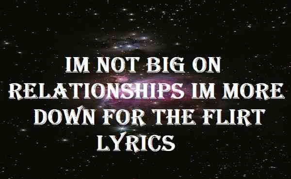 Im Not Big On Relationships Im More Down For The Flirt Lyrics