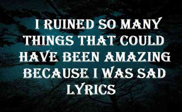 I Ruined So Many Things That Could Have Been Amazing Because I Was Sad Lyrics