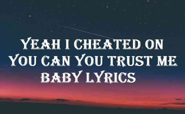 Yeah I Cheated On You Can You Trust Me Baby Lyrics