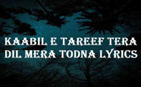 Kaabil E Tareef Tera Dil Mera Todna Lyrics
