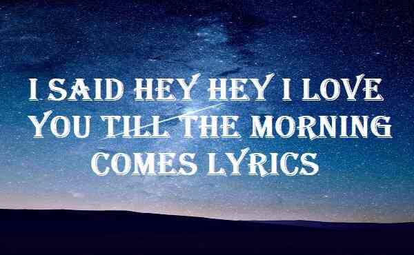 I Said Hey Hey I Love You Till The Morning Comes Lyrics