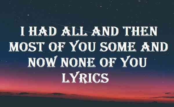 I Had All And Then Most Of You Some And Now None Of You Lyrics